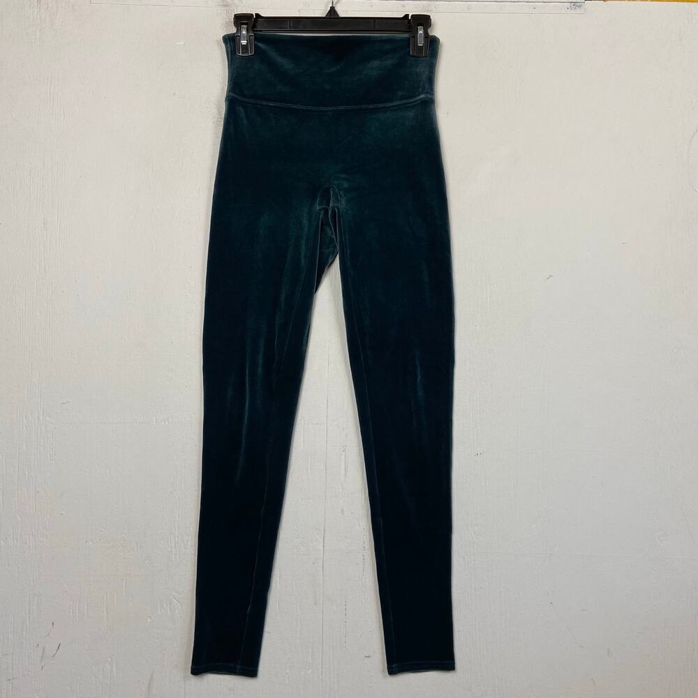 Spanx Green Velvet Leggings Stretch Women’s Emerald Green Pull On 2070 Medium